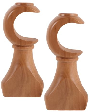 BESPORTBLE Soporte De Barra De Cortina De Madera 2 Piezas Base De FijacióN Estable Y Ajustable para Montaje En Pared Y Techo Kit De Herrajes para Cortinas En Sala Dormitorio Y Oficina