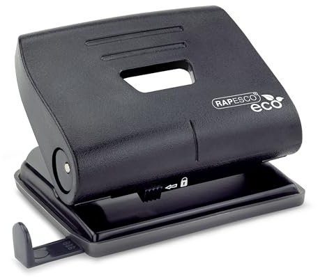 Rapesco 1086 ECO Perforadora de 2 Agujeros, Capacidad de 22 Hojas, Negro