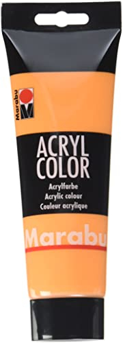 Marabu 12010025013 - Acryl Color orange 225 ml, cremige Acrylfarbe auf Wasserbasis, schnell trocknend, lichtecht, wasserfest, zum Auftragen mit Pinsel und Schwamm auf Leinwand, Papier und Holz