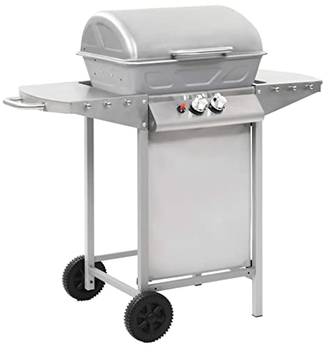 vidaXL Barbecue à Gaz 2 Zones Cuisson Acier Argenté Terrasse Grill de Jardin