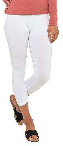 Celodoro damleggings (3/4 Capri), stretchjerseybyxor av bomull, Vit, XL