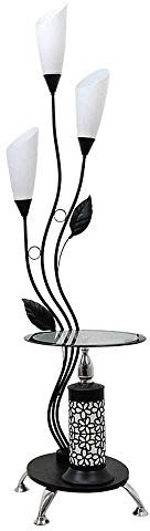 SHENGXUAN - Lampada a stelo a LED (moderna) con piano di lavoro, in alluminio Uplight per soggiorno e sala da pranzo (2 luci) - E27, luce notturna, lampada da terra per camera da letto, colore: nero