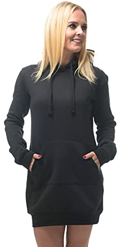 ROCK-IT Apparel Donna Abito con Cappuccio I Felpa Lunga con Cappuccio [Taglia XS-XXL] Nero I Alta qualità e Molto Morbido S