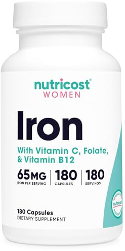 Nutricost Iron for Women 65mg, 180 Capsules, Gluten Free