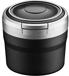 iSpchen Aschenbecher für Draussen Autoaschenbecher Mini Mülleimer Aschenbecher mit Deckel Windaschenbecher tragbarer rauchfreier Aschenbecher mit Blaues LED-Licht