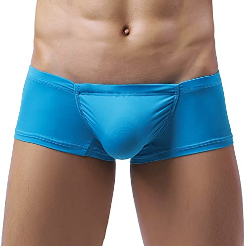 Faringoto Sous-vêtements pour hommes Shorts pour hommes Gay Sous-vêtements en soie glacée respirant Slip Caleçons, bleu, S