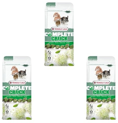 Versele-Laga Complete Crock Hierbas | Paquete Triple | 3 x 50 g | Snack para Conejos y roedores | Relleno Suave de Hierbas con Alfalfa | Fácil de digerir y sin azúcar añadido