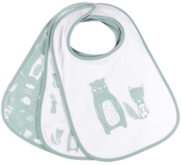 Kindsgard Baby Klettlätzchen 3er-Pack „happaklat“ – Waldtiere Mint – 75% Bio-Baumwolle – weich, pflegeleicht & waschbar – ideal für Babys & Kleinkinder – einfach anzulegen