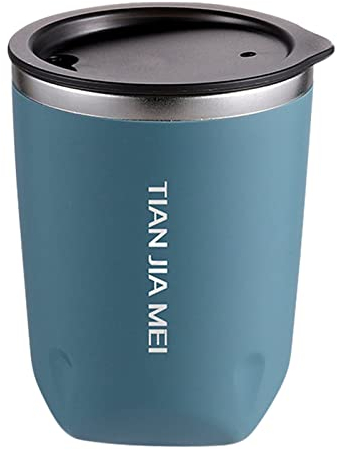 TEEKU Tazza termica termica da 300 ml, in acciaio inox, per uomini e donne, delicata tazza portatile in ceramica, singola (blu, taglia unica)