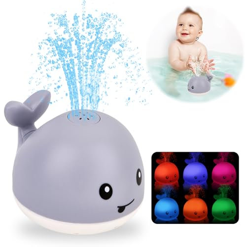 VI AI Upgrade Baby Toy, Baby Light Up Bath Tub Toys, LED Light Up Sprinkler Whale Water Sprinkler Pool Toys