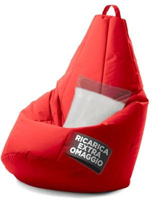 Avalon - Puff Poltrona Sacco Pera Deluxe Grande Sfoderabile, Pouf Sacco di Qualità Sartoriale, Bean Bag per Sedersi Ergonomico, Tessuto Antistrappo Impermeabile, Made in Italy(70x130cm-Rosso)