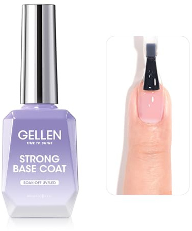 GELLEN Gel Base Coat, 18ml No Sanding Needed Clear Gel Nail Polish, Nail Salon Manicure Nail Base Coat Polish, Gift for Women
