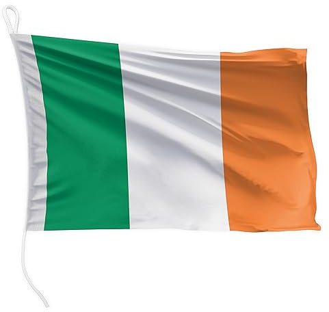 FLAGLY båtflagga Irland 45 x 30 cm liggande format - 115g/m² tygvikt - tryckt, robust med rep & ögla, båttillbehör motorbåt