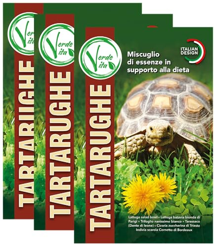 VERDEVITA® - Semi Erba Per Tartarughe Di Terra - Miscuglio Semi In Supporto Alla Dieta Delle Tartarughe - 3 Buste