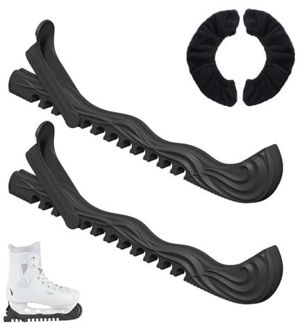 Heloner 2 Paar Schlittschuhschoner, Verstellbarer Eiskunstlauf-Klingenschutz und weiche Kufenabdeckung, Eiskunstlauf-Protektoren (schwarz)