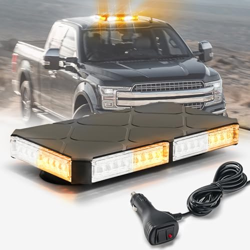 ELECHOI Amber/White Rooftop Magnetic Strobe Lights for Trucks, Emergency Beacon Warning Caution Light for Vehicles Car