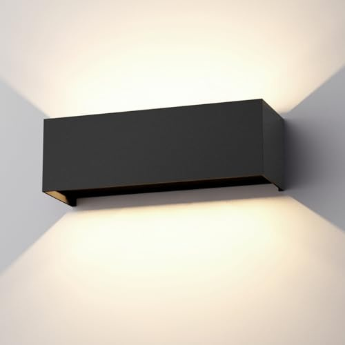 Klighten 30W utomhusvägglampa, svart, utomhuslampa, vägg UP down, IP65, vägglampor inomhus/utomhus med justerbar strålvinkel, för vardagsrum, trädgård, naturvit 4000K Svart