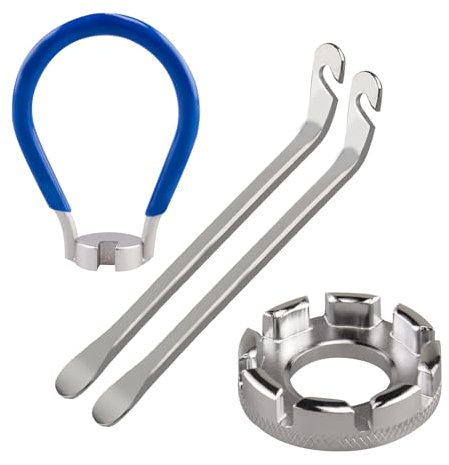 CHDZSW 4 Stück Fahrrad Speichenschlüssel aus Stahl, 10-15 Universal Speichenspanner, Fahrrad Werkzeug Nippelspanner, Fahrradspeichen Nippelspanner Universal, mit Bike Reifenheber Fahrrad Werkzeuge