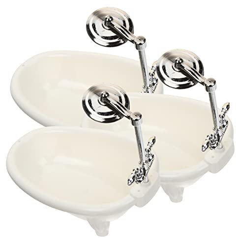 JUMPLAWN 3stücke Mini Badezimmer Zubehör Teiliges Mini Badewannen Modell Für Puppenhaus Attraktive Und Realistische Wohnaccessoires Für Miniaturhäuser Und Mikrolandschaften