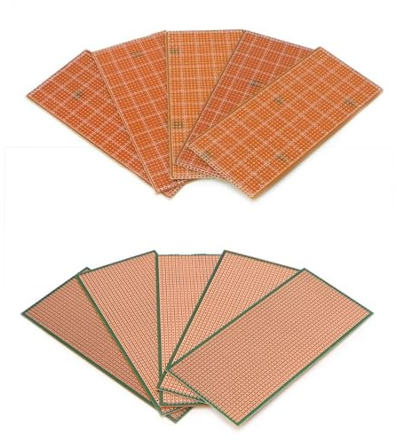 10 Pcs PCB Circuit Board 6.5x14.5cm, Protection Perfboard Stripboard Veroboard, Prototype Kit Protoboard Copper Strip Board, Universal Printed Circuit Breadboard for DIY Soldering Electronic Projects