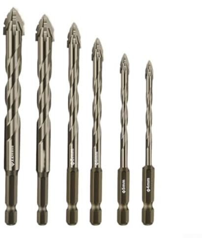 Forets excentriques à 4 cannelures avec rainure en spirale et tige hexagonale sécurisée pour un perçage fluide dans divers matériaux, y compris pour la pierre