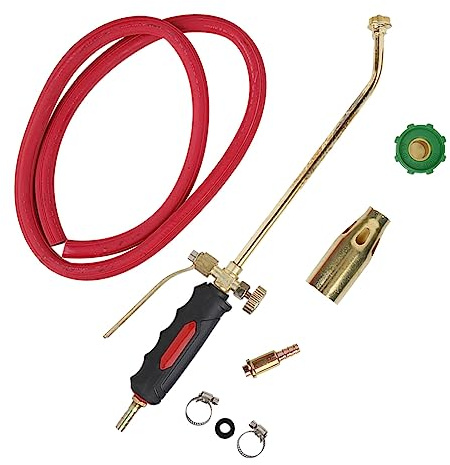 Ausla Gasbrännare med Blåslampa, Premium Halkfritt Handtag, Dubbla Strömbrytare, Justerbar Låga för Grilltändning, Uppvärmning, Tining och Läckage reparering.