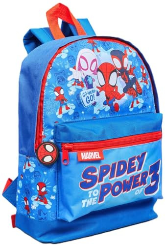 Marvel Spidey and His Amazing Friends Kinder-Rucksack, Spiderman-Schultasche, leichter und strapazierfähiger Polyester-Rucksack, perfekt für Kindergarten, Vorschule und Reisen, Spidey to the Power of