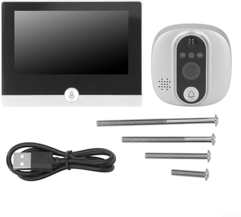 Caméra de surveillance de porte WLAN avec écran couleur 4,3 pour moniteur de porte numérique Wi-Fi 2,4 GHz avec 1080p HD 167 degrés PIR détection de mouvement et intégration