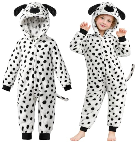 Beipegin djurkostym barn leopard katter kostym dalmatiner barn helkropp djur onesien karneval halloween maskeraddräkter