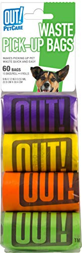 OUT!Hundekot Pick-up-Taschen, 1 Packung mit 60 Beuteln (4 Rollen, 15 Beutel / Rolle)