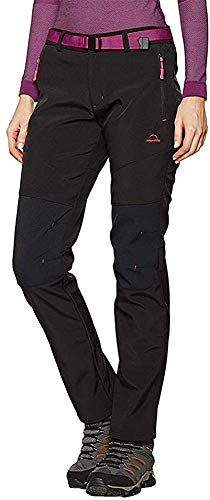 Tofern Damen Mädchen Softshellhose Activate Wanderhose Outdoorhose Multiaktivitäten ,Winter-schwarz,Euro M