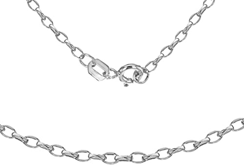 CARISSIMA Collana da Donna in Oro Bianco 9 ct Hollow 2,1 mm con Maglia Diamantata a Oval Belcher di Lunghezza 51 cm/20 Pollici