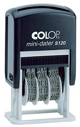 COLOP S120 Mini Dater Stamp - Black Ink | 104732 | 4mm Adjustable Self-inking Date Stamp | Manually Adjustable - Runs for 12 Years