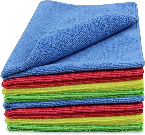 normani 8/16 Microfasertücher 40x40cm Premium Qualität für Haushalt, Auto! Reinigungstücher, Putztücher, fusselfrei, streifenfrei, weich Blau/Rot/Gelb/Grün Einheitsgröße