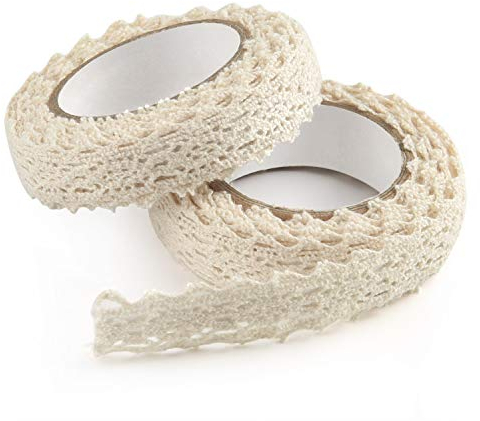 FEPITO Spitzenband Selbstklebend Dekoband Spitze Band Bordüre Selbstklebend Bänder zum Basteln Vintage Deko Spitzenbordüre zum Scrapbook Hochzeit (Stil A - Beige)