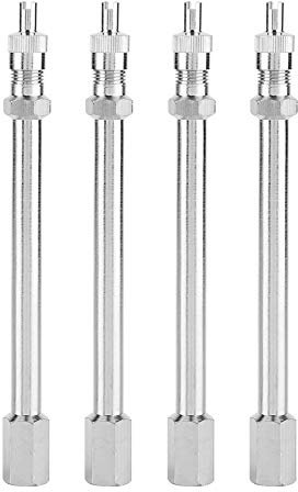 KIMISS 4Pcs 100mm Chrome Tyre Valve Extension Rod Wheel Adapter Car Truck Lorry
