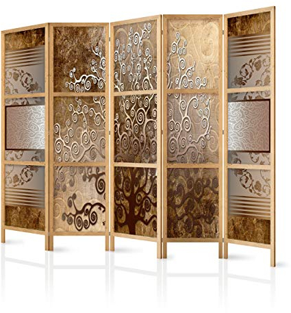 decomonkey 5 Panelli Paravento - 225 x 171cm Albero marrone orientale Divisorio Separè per la separazione degli ambienti la casa l'ufficio la spa