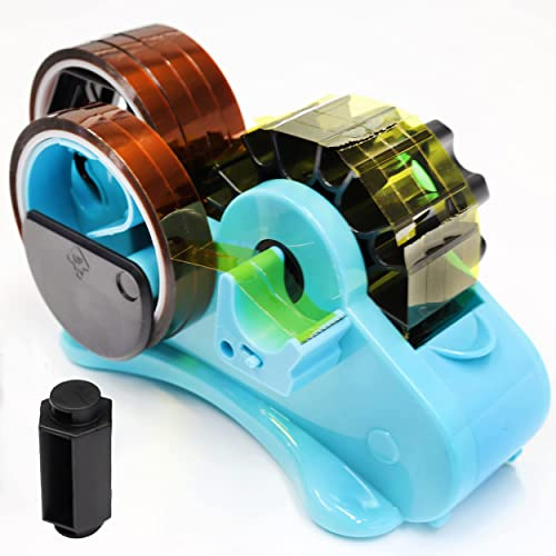 Dispensador de cinta térmica azul, sublimación con corte de rollo múltiple, semiautomático con ranuras de compartimento y núcleos de doble carrete de 1 pulgada y 3 pulgadas