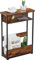 YEAKOO Narrow Side Table with Storage Shelf, 3 Tier Slim End Table for Small Spaces, Narrow Bedside Table, Small Nightstand with Magazine Rack 46x18x62.5cm