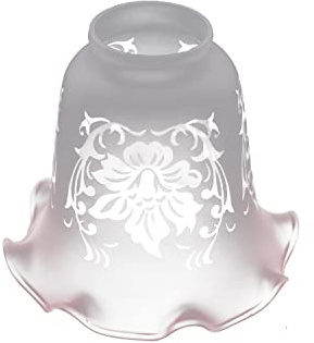 Upgradelights White with Pink Tip Floral Frosted Glass Lamp Shade