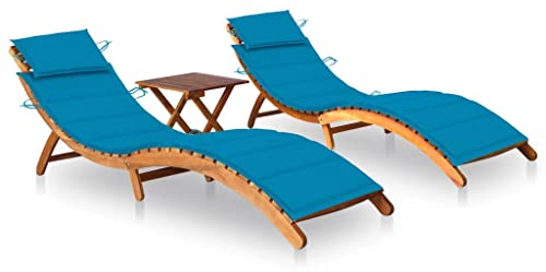 Rillbus Sonnenliege mit Tisch, Campingliege Strandstuhl mit Auflage, Liegestuhl für Garten Urlaub Outdoor, 184x55x64cm