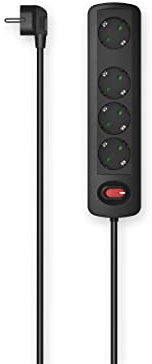 Hama 4-Fach Steckdosenleiste mit Schalter, Wandmontage, 1,5m, Schwarz