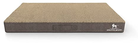 Knuffelwuff orthopädische Hundematte Ellenie aus Teddymaterial und Velours 100 x 65cm Beige - rutschfeste Unterboden - leicht zu reinigen - für große, mittelgroße und kleine Hunde