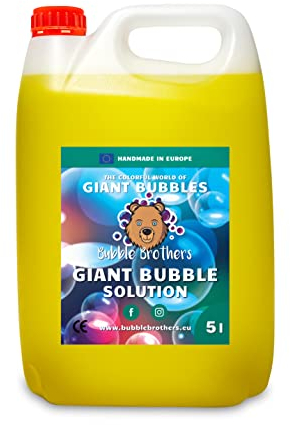 Bubble Brothers Seifenblasenflüssigkeit 5 Liter für Riesenseifenblasen und Normale Seifenblasen Nachfüllflasche 5l unplatzbare XXL Bunte Seifenblasen Seifenblasenlösung (5 Liter) (5L)