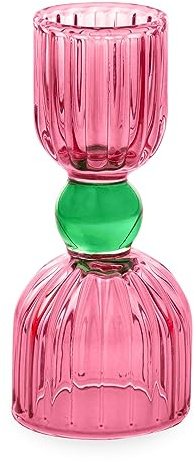 ban.do Cocktail Measuring Jigger, Double Jigger Shot Glass, 1/2 and 1 Shot Measuring Cup, Pink Glass Bar Tool, Tipsy Turvy