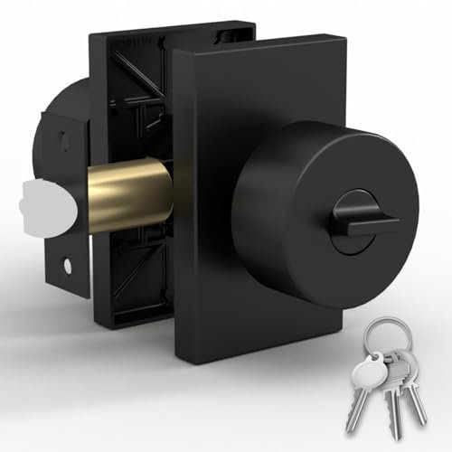 Mega Handles Pomo de puerta de entrada I para entrada, entrada y baño, diseño reversible resistente, se adapta a todos los tamaños de puerta estándar, tornillos incluidos, negro mate (paquete de 1)