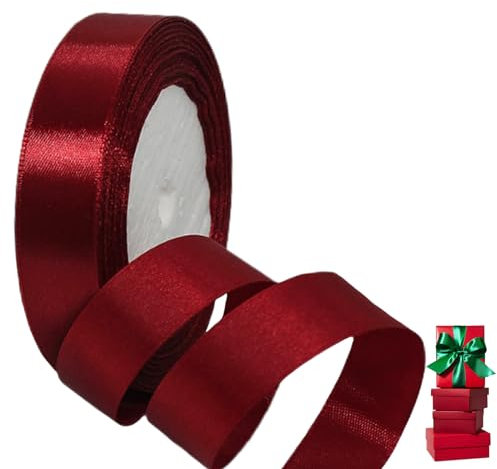 Satinband Weinrot 20mm Breit Geschenkband Satin,22m Satinbänder Weinrot Dick Schleifenband Dekoband Seidenband Geschenkverpackung Stoffband Geschenkbänder für Dekorieren Basteln Kleid Hochzeit