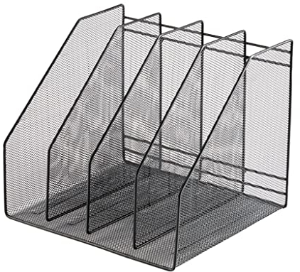 Desktop-Zeitschriftenhalter, Zeitschriftensammler aus Metallgeflecht, Briefmagazin, Zeitungsablage für das Heimbüro, Schreibtisch-Organizer, Zubehör, 4 vertikale Fächer, schwarz für Büro, Zuhause