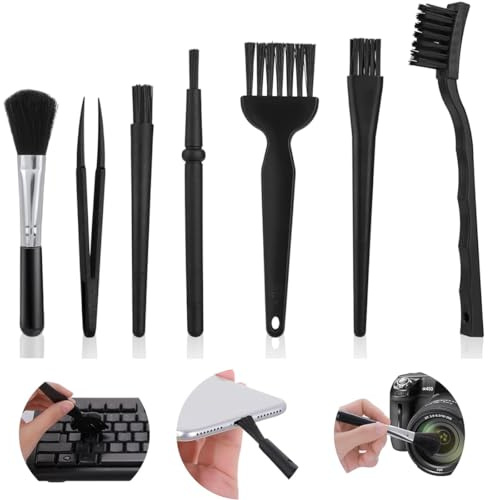 7 stycken rengöringsborste för dator, antistatiska borstar, PC-tangentborstarkit, platta rengöringsborstar för dator, tangentbord, telefon, surfplatta