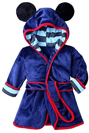 Little Mouse Collection: Lightweight Hooded Kids Animal Dressing Gown for Girls & Boys (Blue, M)